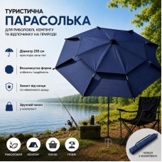 Синя Парасолька туристична з чохлом 210 см / Восьмикутна парасолька для риболовлі, кемпінгу та пляжу