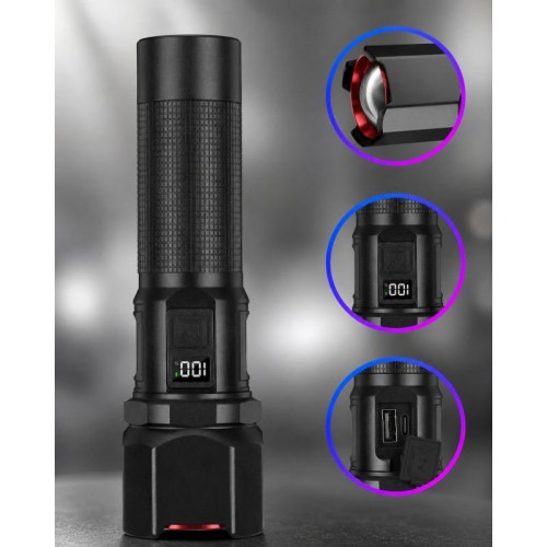 Ліхтарик ручний BL CB 2506 PowerBank / Потужний акумуляторний LED ліхтар 5 режимів освітлення