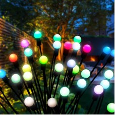 Сонячний ліхтар для саду 70см 6 LED / Садовий світильник Світлячок різнобарвний 2шт