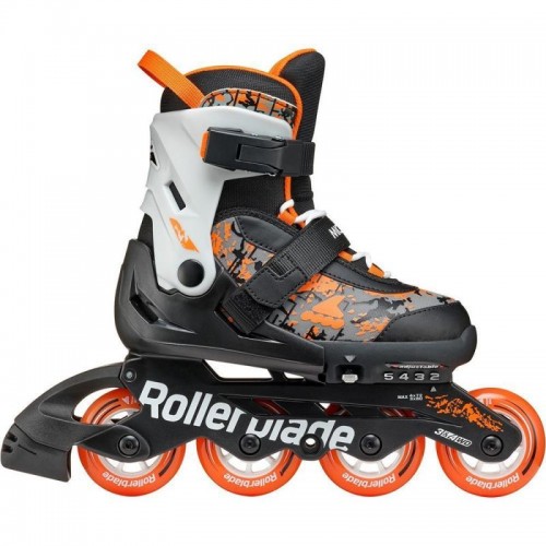 Розсувні дитячі роликові ковзани Rollerblade Microblade SL розмір 28-32 чорно-помаранчеві