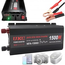 Автомобильный инвертор 1500 Вт, 12–220 В, 2×USB, чистый синус / Инвертор для котла и техники