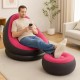 Надувний диван з пуфом Air Sofa / Надувне велюрове крісло з пуфом+насос Рожевий