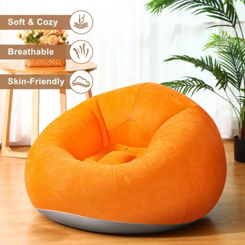 Надувное кресло-пуф Inflatable Sofa / Надувное кресло-мешок 110×110×85 см Оранжевый