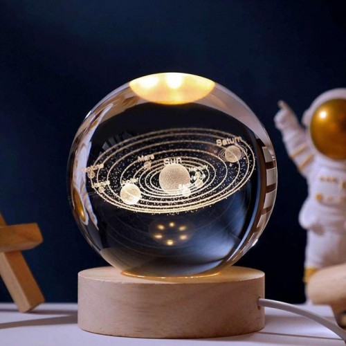 Декоративный 3D ночник хрустальный шар, от USB, Солнечная система
