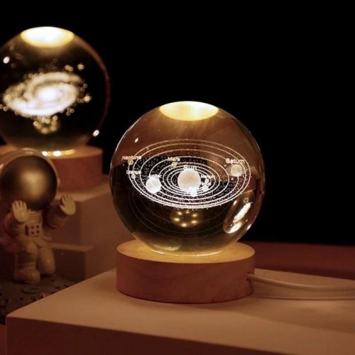 Декоративный 3D ночник хрустальный шар, от USB, Солнечная система