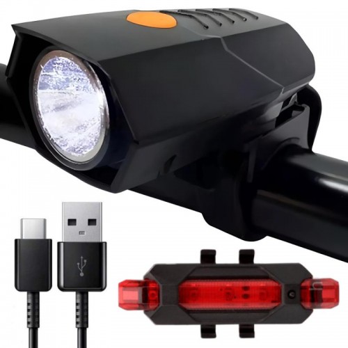 Фара на велосипед + задний стоп BSK-178-1-XPG, от USB