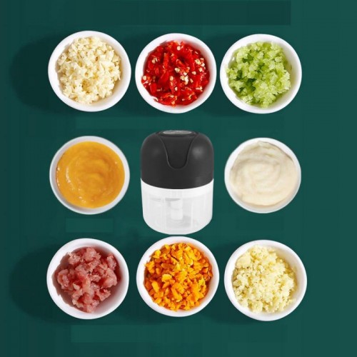 Кухонний мініподрібнювач для продуктів, 250 мл, від USB, Чорний Кухонний мініподрібнювач для продуктів, 250 мл, від USB, Чорний