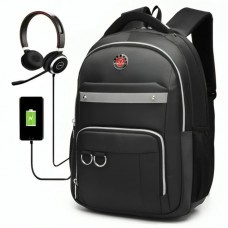 Міський рюкзак з USB портом 47х32х15см, Biaowang, Чорний