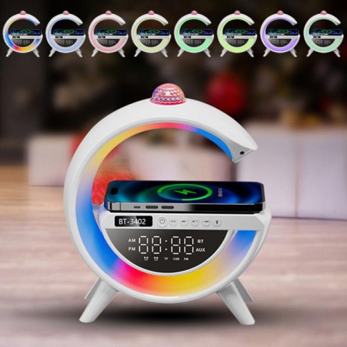 Настільна RGB лампа з колонкою, дискошаром та бездротовою зарядкою, BT 3402 Настільна RGB лампа з колонкою, дискошаром та бездротовою зарядкою, BT 3402
