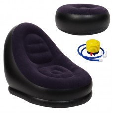 Надувний диван Air Sofa з пуфом і насосом фіолетовий 116х98см