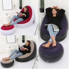 Надувний диван Air Sofa з пуфом і насосом фіолетовий 116х98см