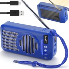 Bluetooth-колонка з сонячною батареєю + FM радіо, USB, TG368, Синя