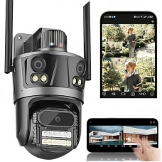 Потрійна IP-камера з сигналізацією WiFi 3×4MP Rotation P12 — купити камеру спостереження