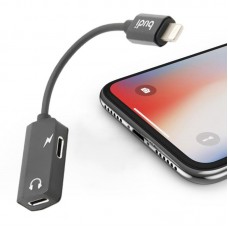 Перехідник Lightning 2xLightning для навушників та зарядки 15см Budi