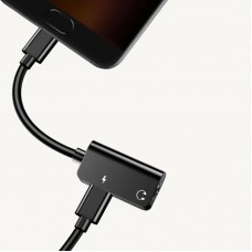 Перехідник Lightning 2xLightning для навушників та зарядки 15см Budi