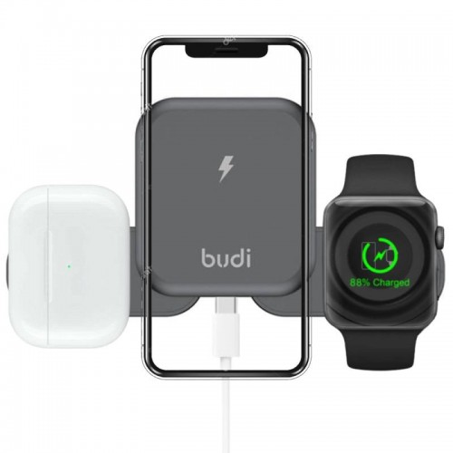 Бездротовий зарядний пристрій 3в1, 15W, Budi WL4500B