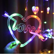 Гірлянда Штора 2,5 м, з Серцями «LOVE», 220 В, Різнобарвний