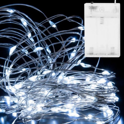 Світлодіодна гірлянда на батарейках 8м 100LED, Крапля роси, Холодний білий