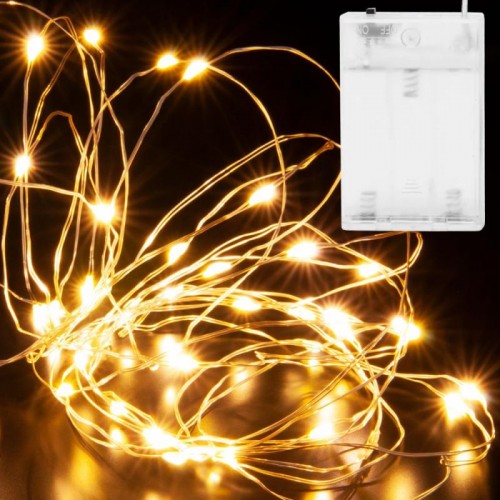 Світлодіодна гірлянда на батарейках 8м 100LED, Крапля роси, Теплий білий
