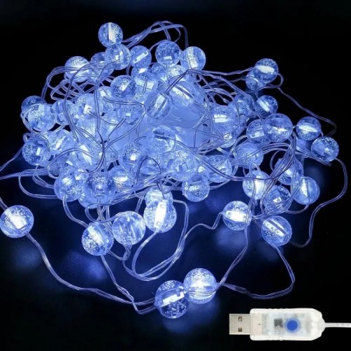 Гірлянда Лампочки від USB, 10м, 100LED, Холодний білий