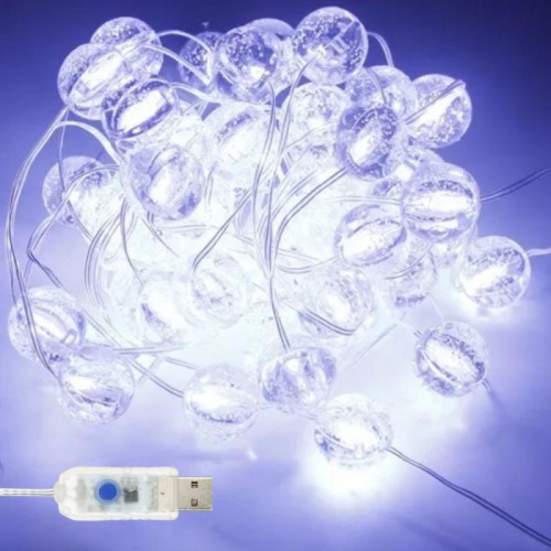 Гирлянда Лампочки от USB, 5м, 50LED, Холодный белый