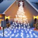 Гирлянда Штора со звездой от солнечной батареи, 2м, 190LED, Холодный белый