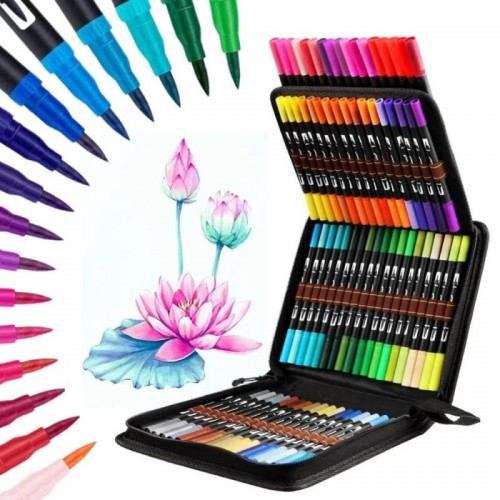 Акварельные маркеры двусторонние 80шт с сумкой, Color pencil