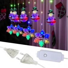 Гірлянда-штора Сніжинка + Сніговик від 220В (3х0,7м) 90LED, XMAS, Різнобарвний