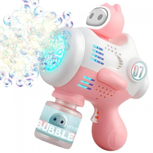 Дитячий пістолет для мильних бульбашок, від батарейок, Bubble maker, Рожевий