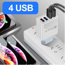 Адаптер Fast Charger на 4×USB, від мережі, Білий