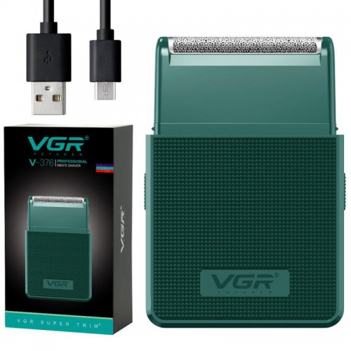 Електробритва шейвер з триммером, від USB, VGR V-376, Зелена