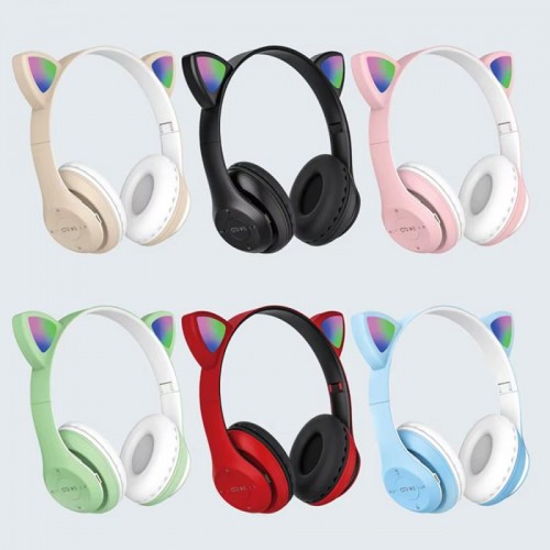 Беспроводные наушники с ушками и подсветкой, Bluetooth, CAT ST71M, Бежевый