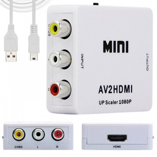 Конвертер відеосигналу з AV в HDMI, 1080P, з USB