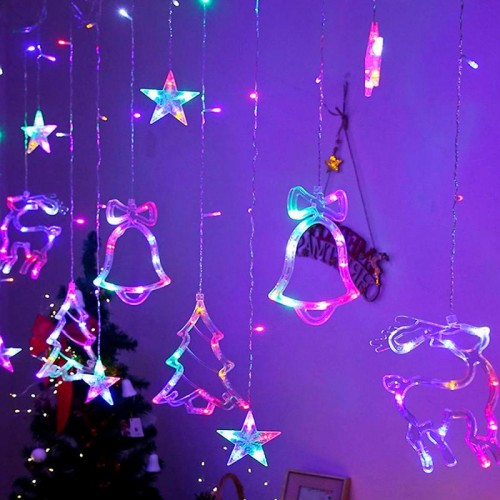 Гирлянда Штора, от сети, 2,5м, 138LED, Разноцветная Гирлянда Штора, от сети, 2,5м, 138LED, Разноцветная