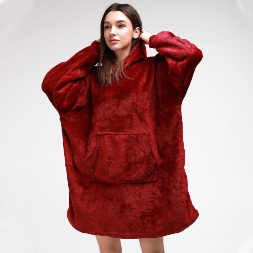 Плед толстовка с капюшоном (80х100 см), HUGGLE HOODIE, унисекс, Бордовый