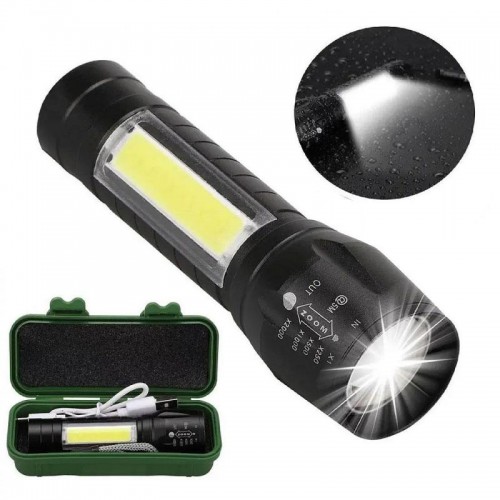 Ліхтарик акумуляторний 2в1, USB, XPE+COB, Police BL 511