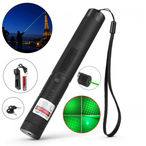 Лазерна указка до 10км, + насадка, Laser pointer YL-303, 532 нм, Зелена