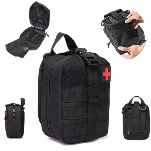 Тактическая аптечка 20х15х8 см, Черная, на системе Molle A87