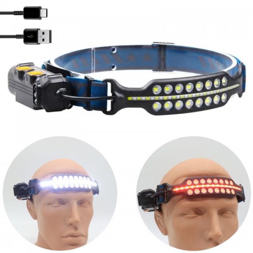Фонарик налобный 6в1 на аккумуляторе, с зарядкой от USB, BL W690-2