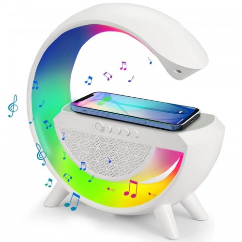 Ночной RGB светильник с беспроводной зарядкой для телефона, Белый