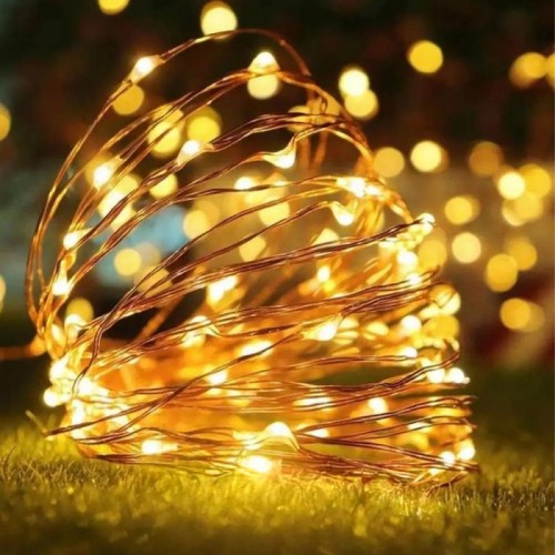 Гирлянда нить Роса от USB, 50м, 500LED + пульт, Теплый белый