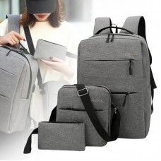 Рюкзак міський 3в1 18л сірий Backpack 9018 з сумкою і гаманцем