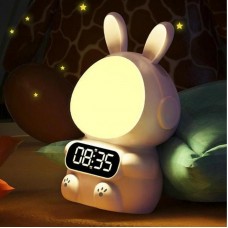 Нічник годинник з будильником Rabbit Clock білий — USB, таймер, LED підсвітлення