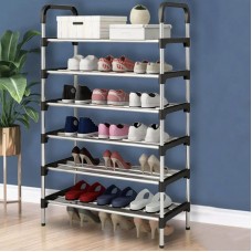Полиця для взуття 6 секцій 105х54х25см New Shoe Rack чорна