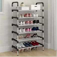 Полиця для взуття 6 секцій 105х54х25см New Shoe Rack чорна