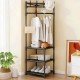 Кутова вішалка для одягу та взуття 170х43х43см, 3 полиці, Corner coat rack, Чорна