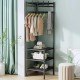 Кутова вішалка для одягу та взуття 170х43х43см, 3 полиці, Corner coat rack, Чорна