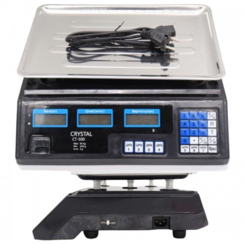 Весы торговые до 50 кг со счетчиком цены, Crystal CT-500