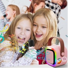 Портативна колонка-караоке + мікрофон, K12, Рожева