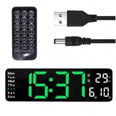 Настільний годинник будильник SM 601 USB біло-зелений з пультом ДУ